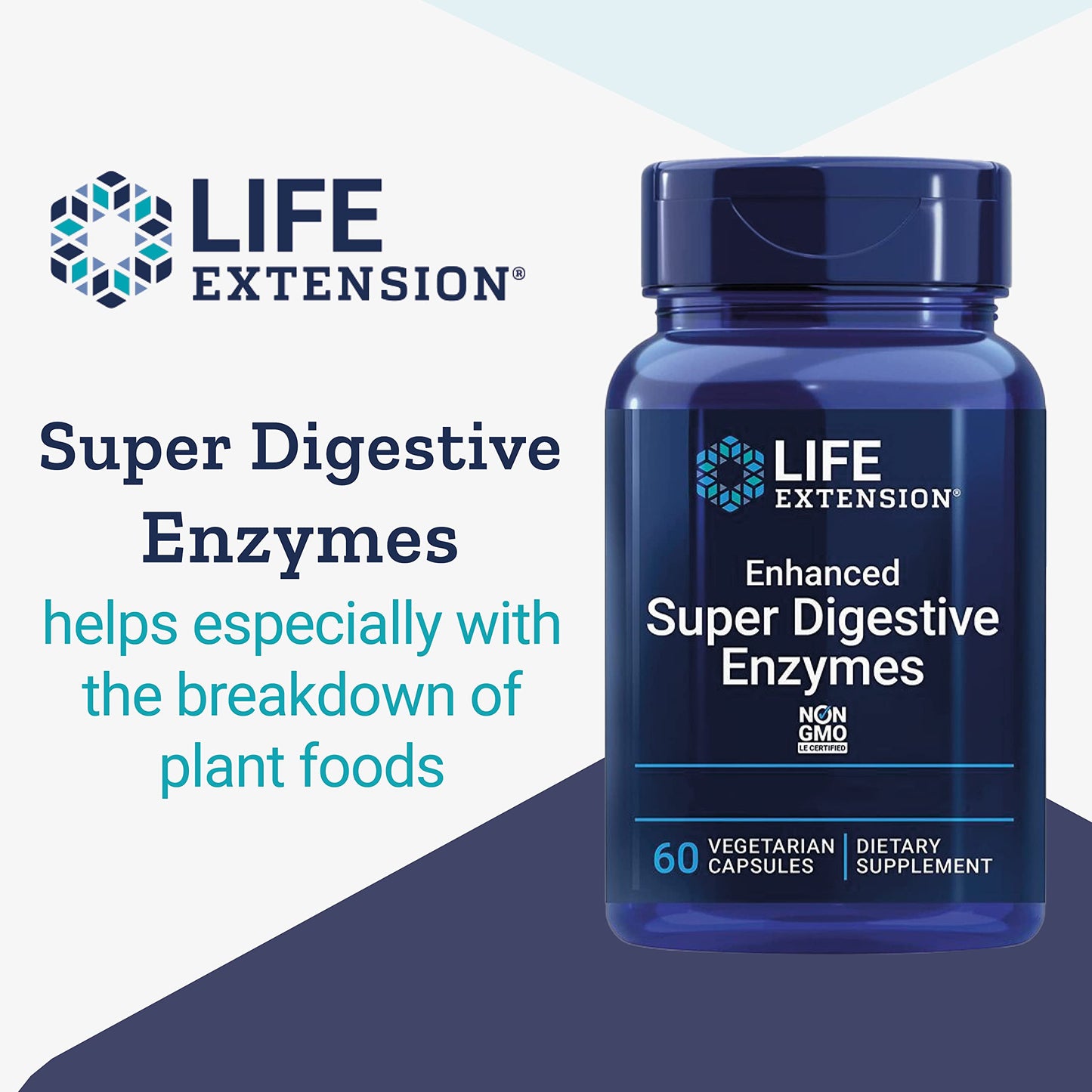 Life Extension, Enhanced Super Digestive Enzymes, High Dose, 60 Vegetarian Capsules, Non GMO