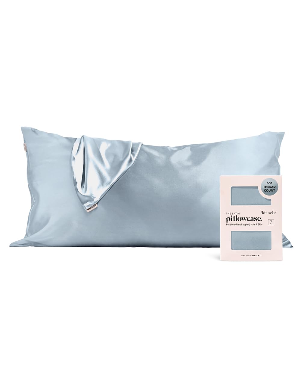 Kitsch 100% Satin Pillowcase with Zipper, Softer Than Silk Pillowcase for Hair & Skin, Cooling Pillow case, Satin Pillow Case Cover