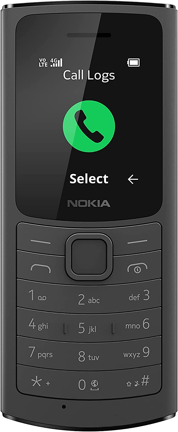 Nokia 110 4G Feature Phone With Camera, Bluetooth, FM radio, MP3 player, MicroSD, Long-Lasting Battery, and Pre-loaded Games, Dual Sim