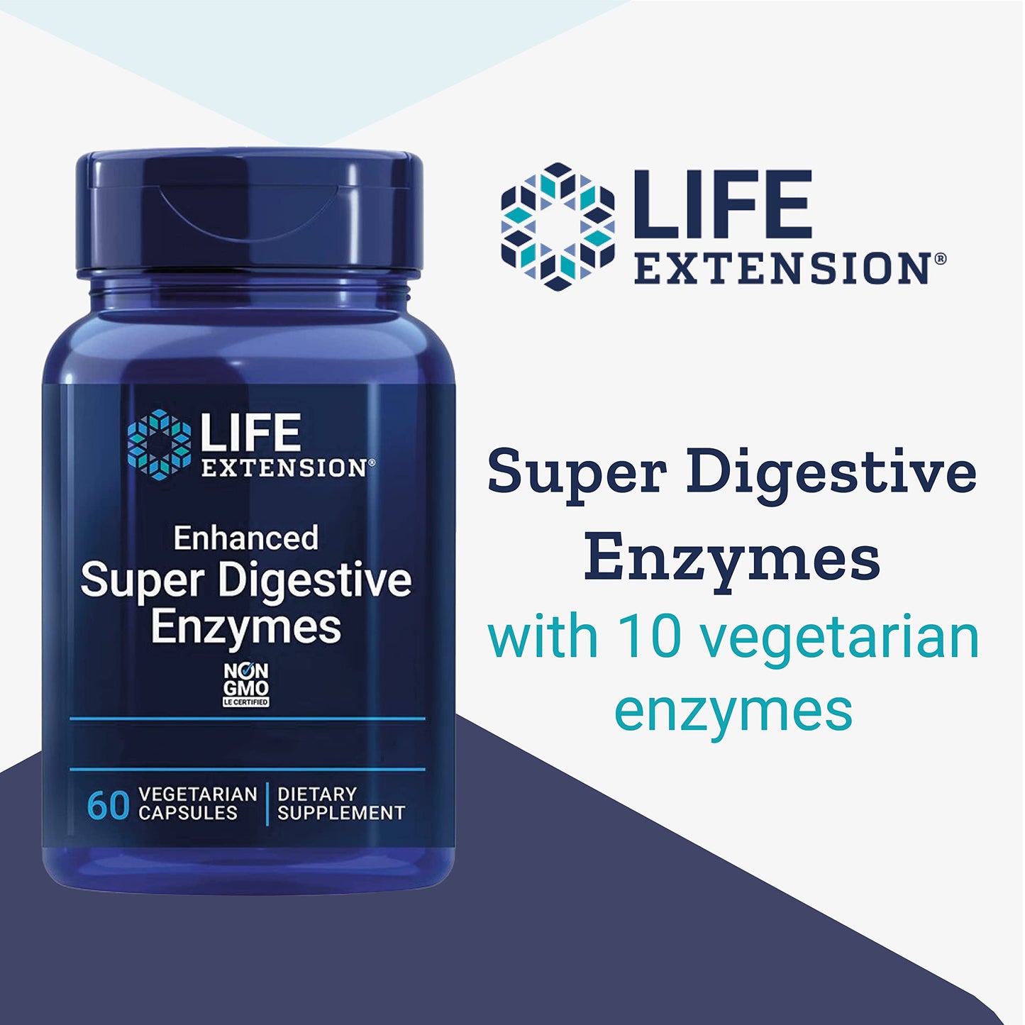 Life Extension, Enhanced Super Digestive Enzymes, High Dose, 60 Vegetarian Capsules, Non GMO