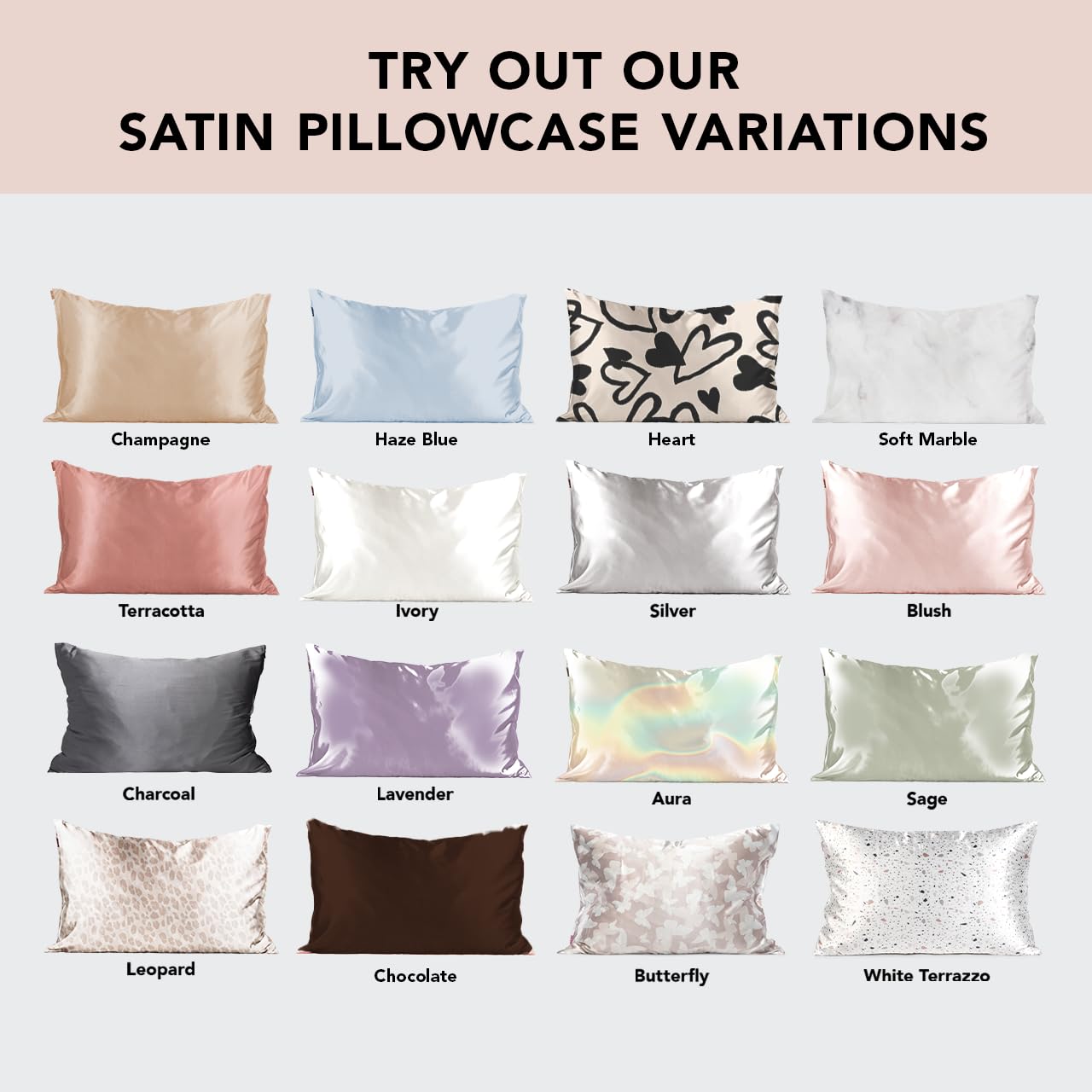 Kitsch 100% Satin Pillowcase with Zipper, Softer Than Silk Pillowcase for Hair & Skin, Cooling Pillow case, Satin Pillow Case Cover