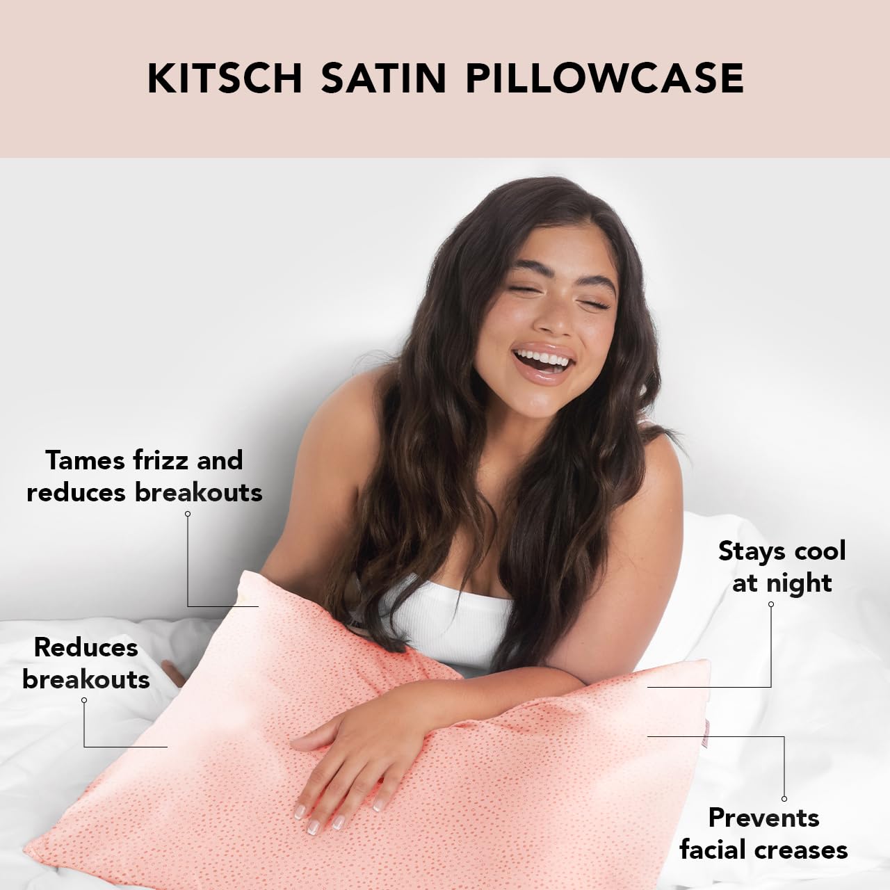 Kitsch 100% Satin Pillowcase with Zipper, Softer Than Silk Pillowcase for Hair & Skin, Cooling Pillow case, Satin Pillow Case Cover