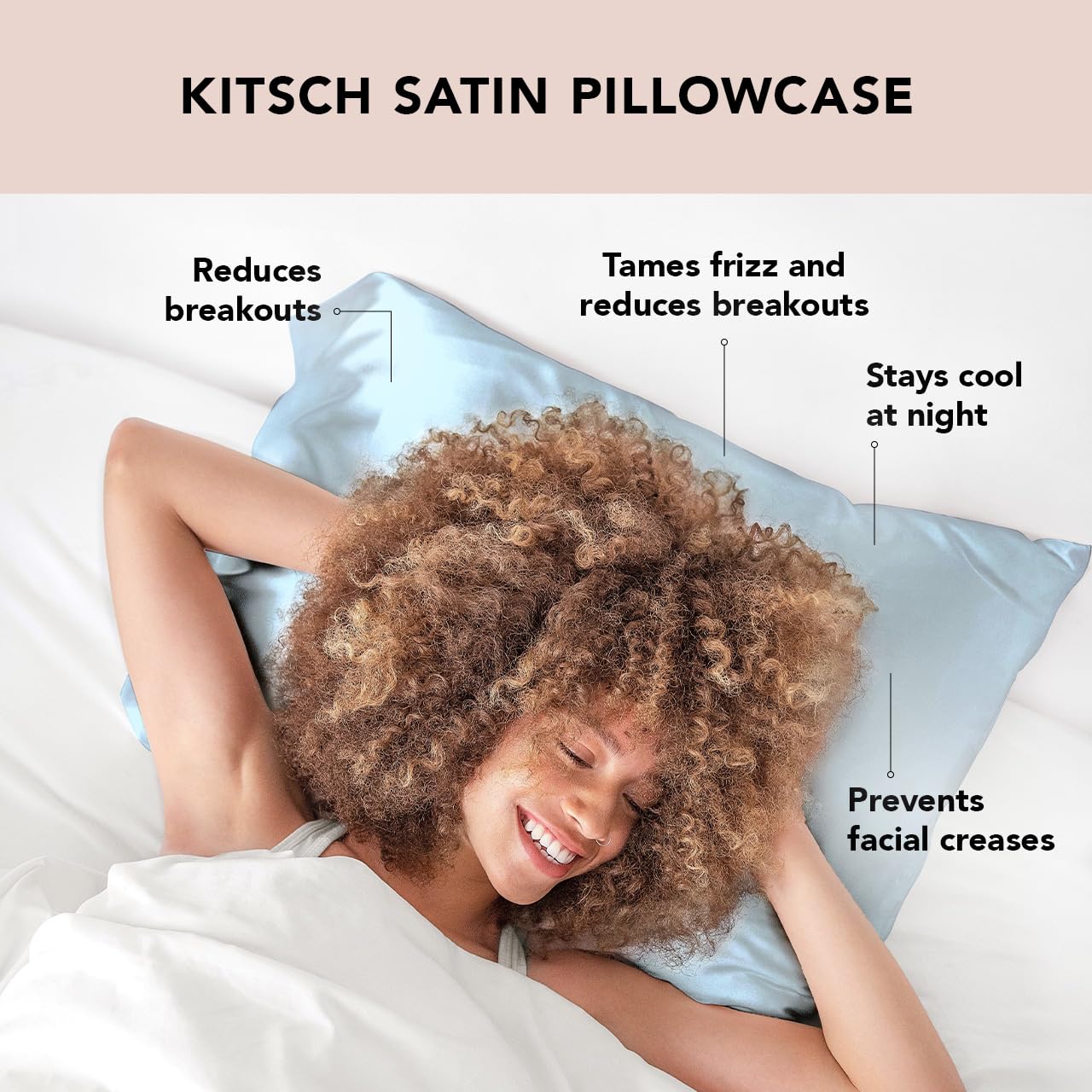 Kitsch 100% Satin Pillowcase with Zipper, Softer Than Silk Pillowcase for Hair & Skin, Cooling Pillow case, Satin Pillow Case Cover