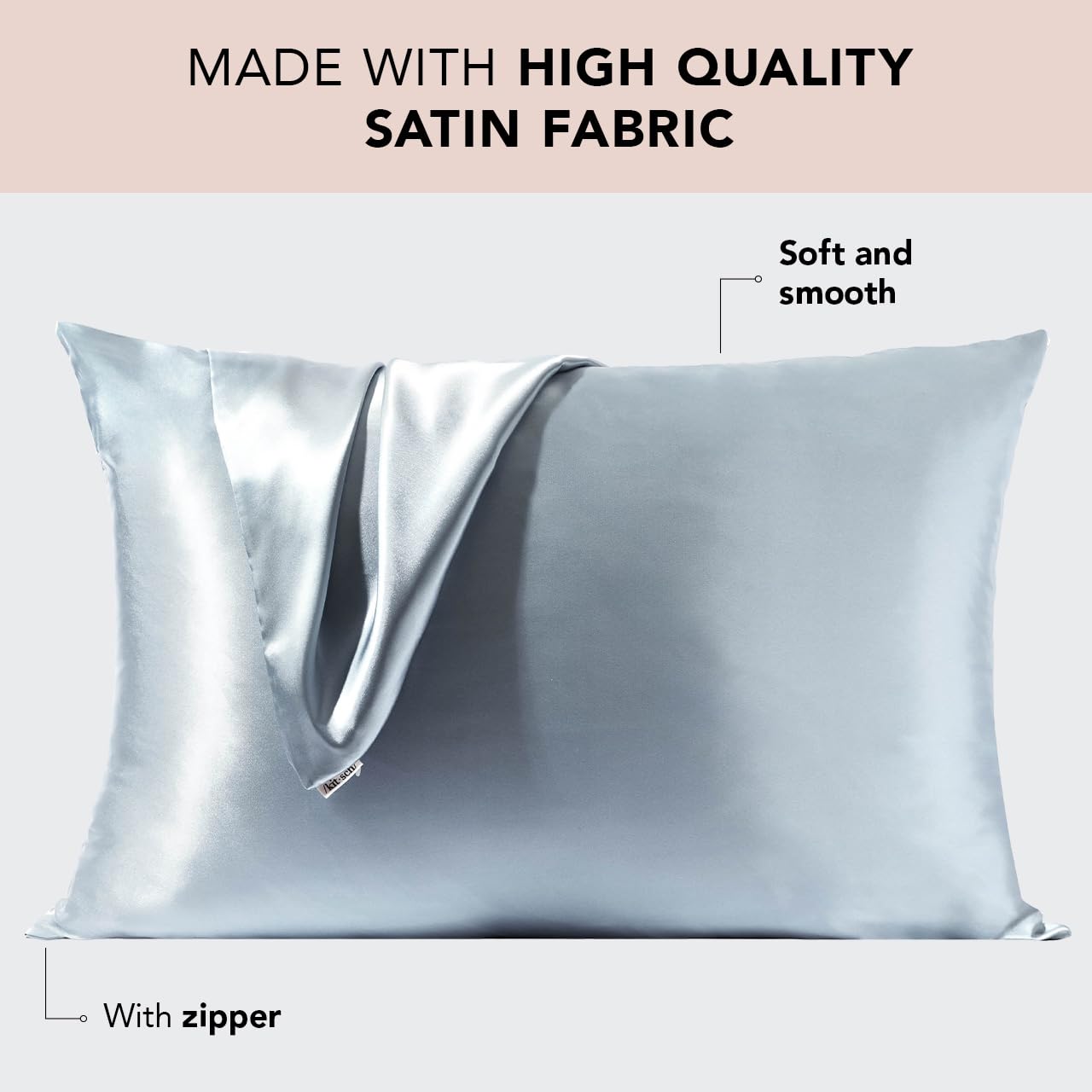 Kitsch 100% Satin Pillowcase with Zipper, Softer Than Silk Pillowcase for Hair & Skin, Cooling Pillow case, Satin Pillow Case Cover
